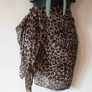 Animal Print Short Swimsuit Pareo Sarong Cover-up